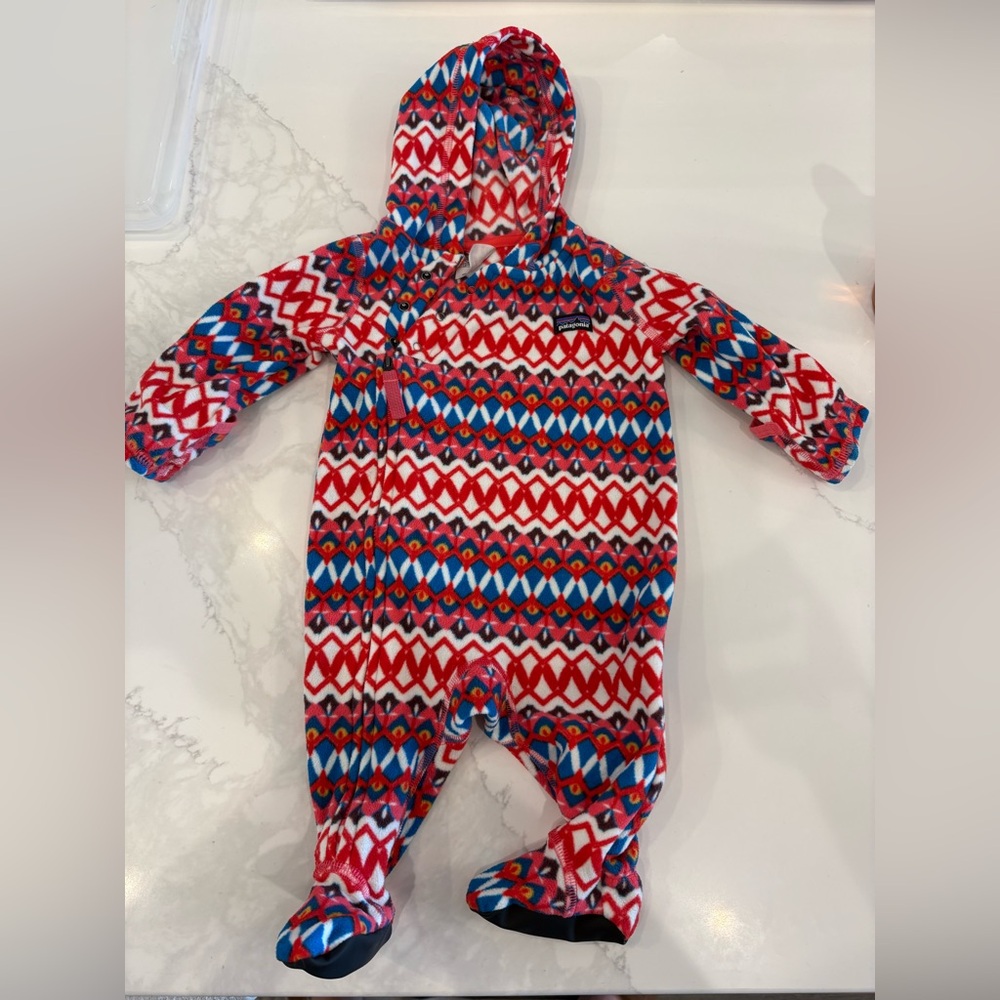 Patagonia Baby Bunding Jacket Red, Pink, Blue Patterned Kids One Piece 0-3M
